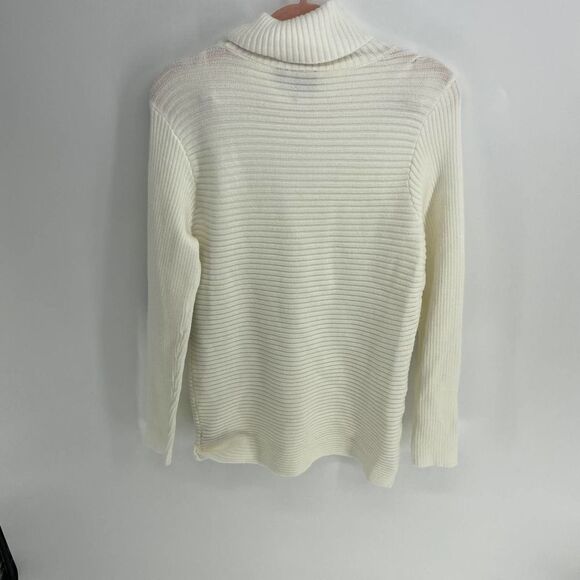 Devotion by Cyrus White Ribbed Knit Cowl Neck Sweater NWT Womens XSmall - Picture 5 of 5